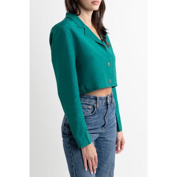 Vintage Teal Cropped Blazer - Picture 3 of 6